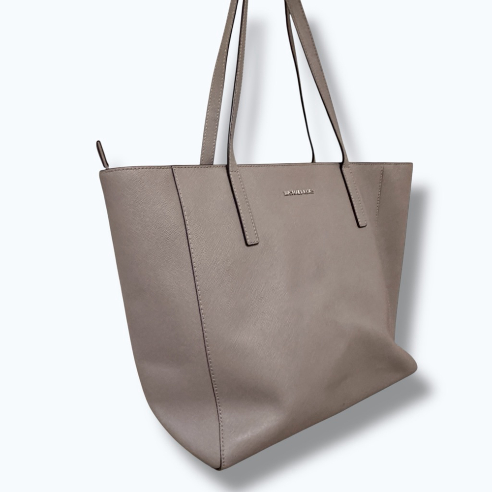 Michael Kors Large Saffiano Leather Laptop Tote Taupe Work Bag - Picture 14 of 16